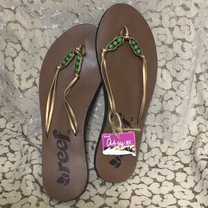 Reef NEW Açaí Berry Amazon Ladies Gold Leather Sandals Sz 10